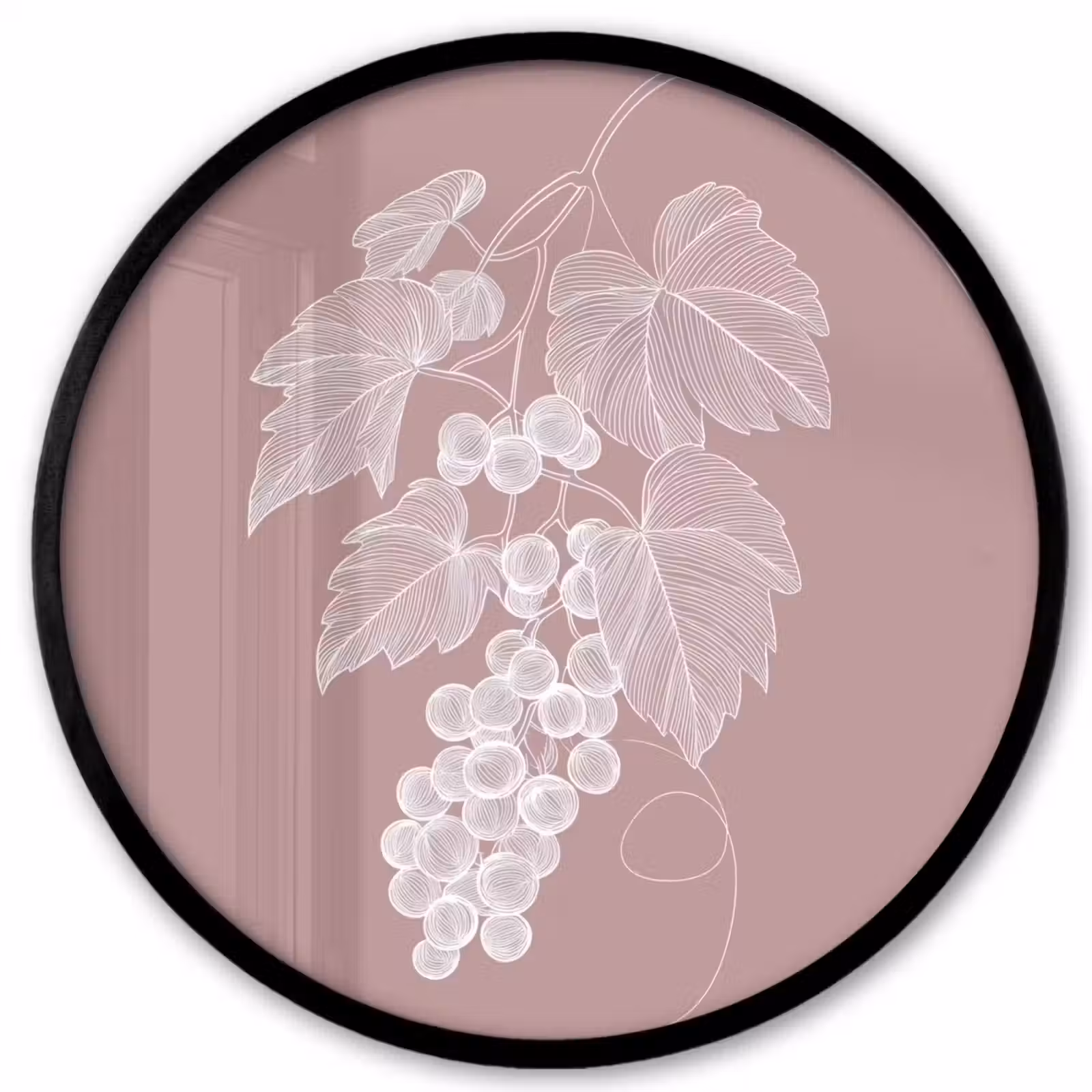 Ronde fotolijst - Tros - Druiven - Illustratie - Bladeren — 1