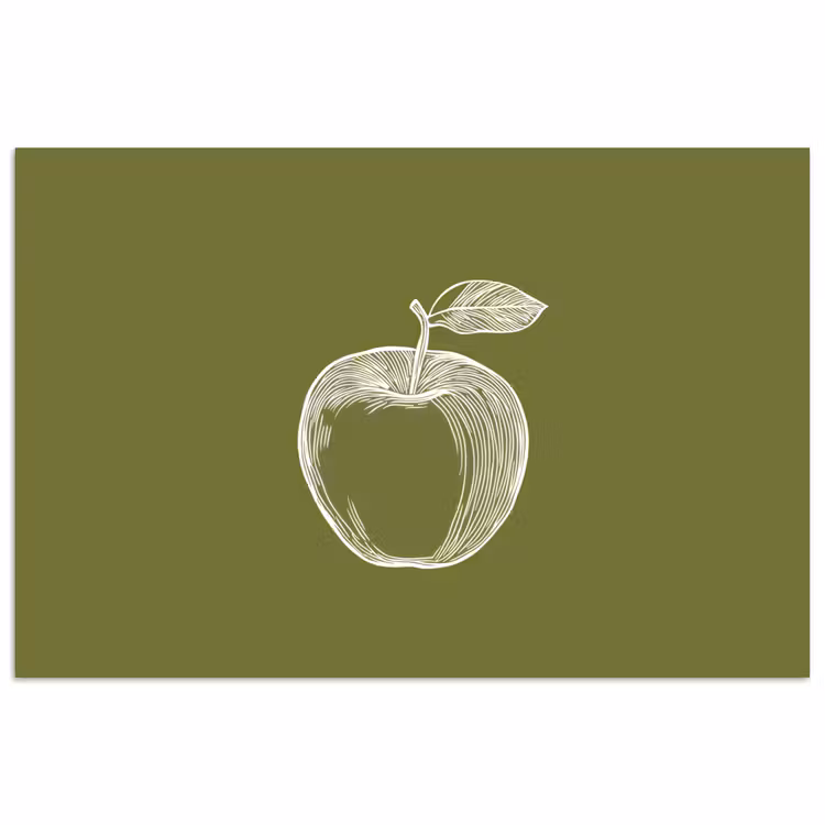 Poster – Lijntekening - Appel - Olijfgroen - Blaadje — 1