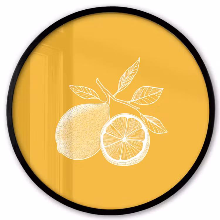 Ronde fotolijst - Citroenen - Illustratie - Minimalistisch - Geel — 1