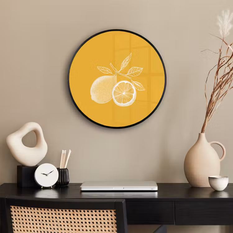 Ronde fotolijst - Citroenen - Illustratie - Minimalistisch - Geel — 3