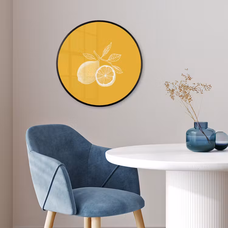 Ronde fotolijst - Citroenen - Illustratie - Minimalistisch - Geel — 4