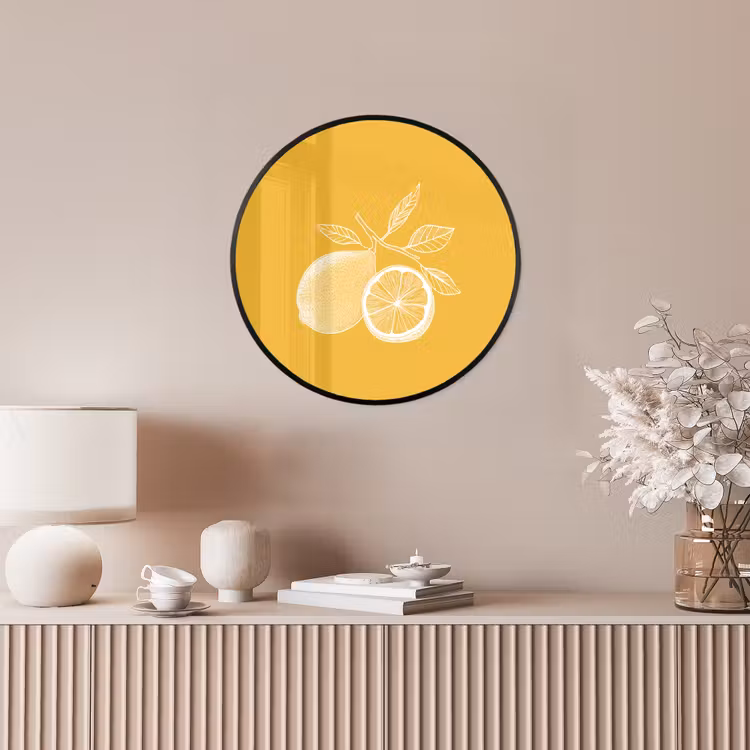 Ronde fotolijst - Citroenen - Illustratie - Minimalistisch - Geel — 5