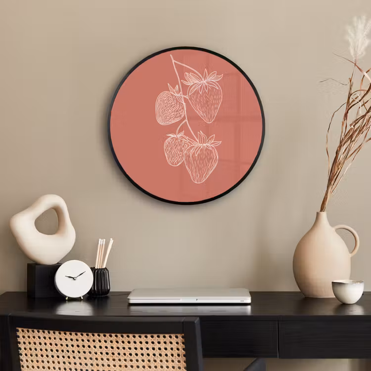 Ronde fotolijst - Minimalistisch - Illustratie - Aardbei - Tak — 3