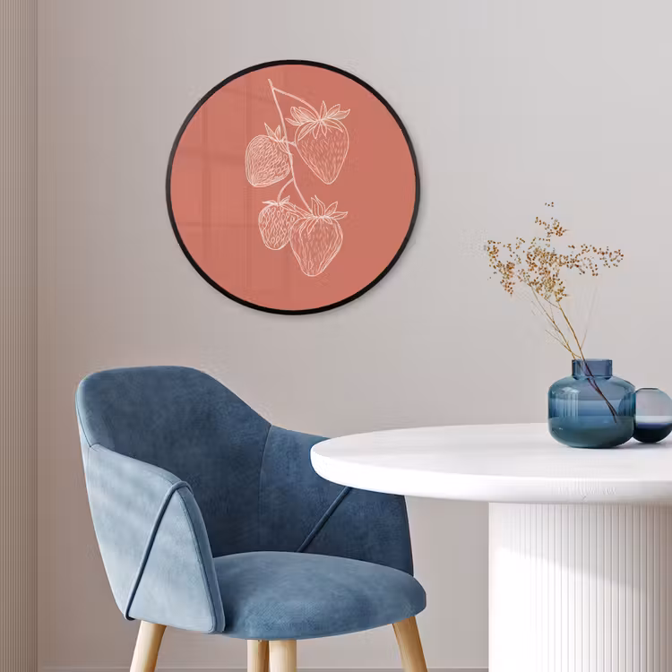 Ronde fotolijst - Minimalistisch - Illustratie - Aardbei - Tak — 4
