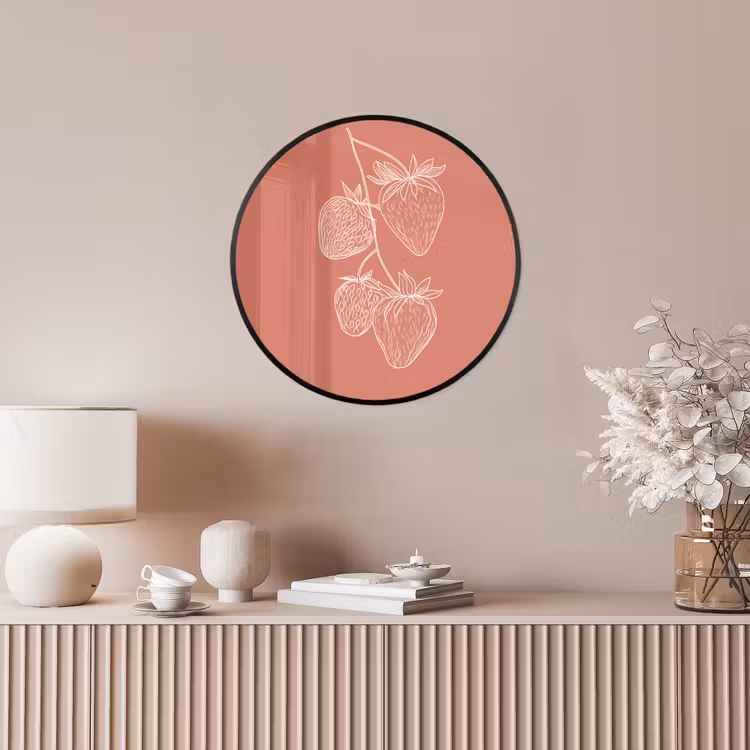 Ronde fotolijst - Minimalistisch - Illustratie - Aardbei - Tak — 5