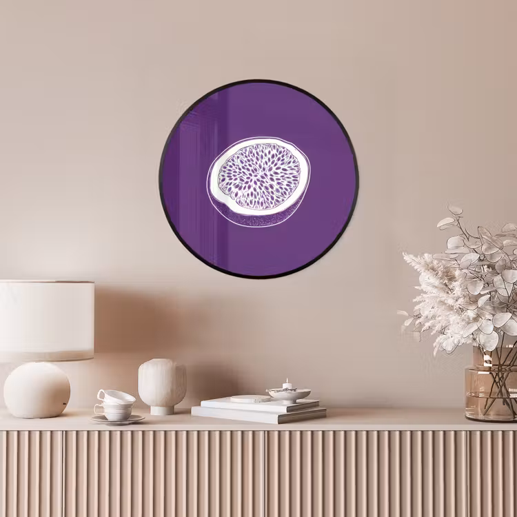 Ronde fotolijst - Passievrucht - Zaadjes - Paars - Minimalistisch — 5