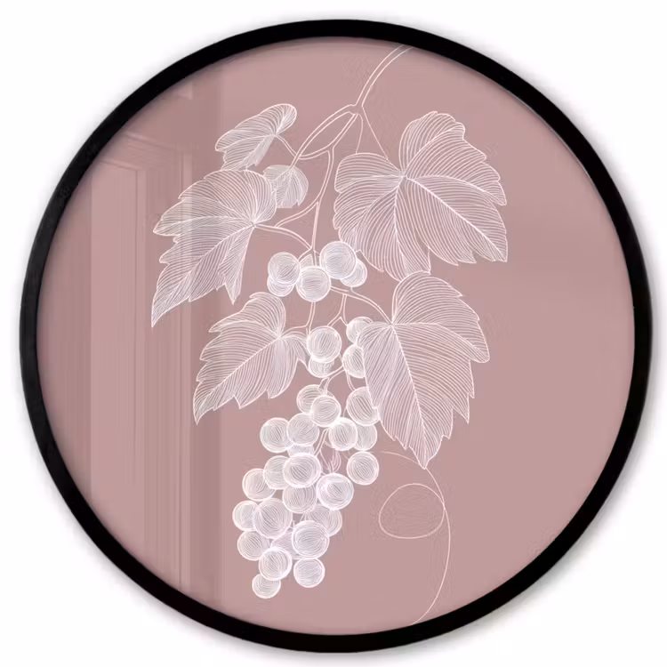 Ronde fotolijst - Tros - Druiven - Illustratie - Bladeren — 1
