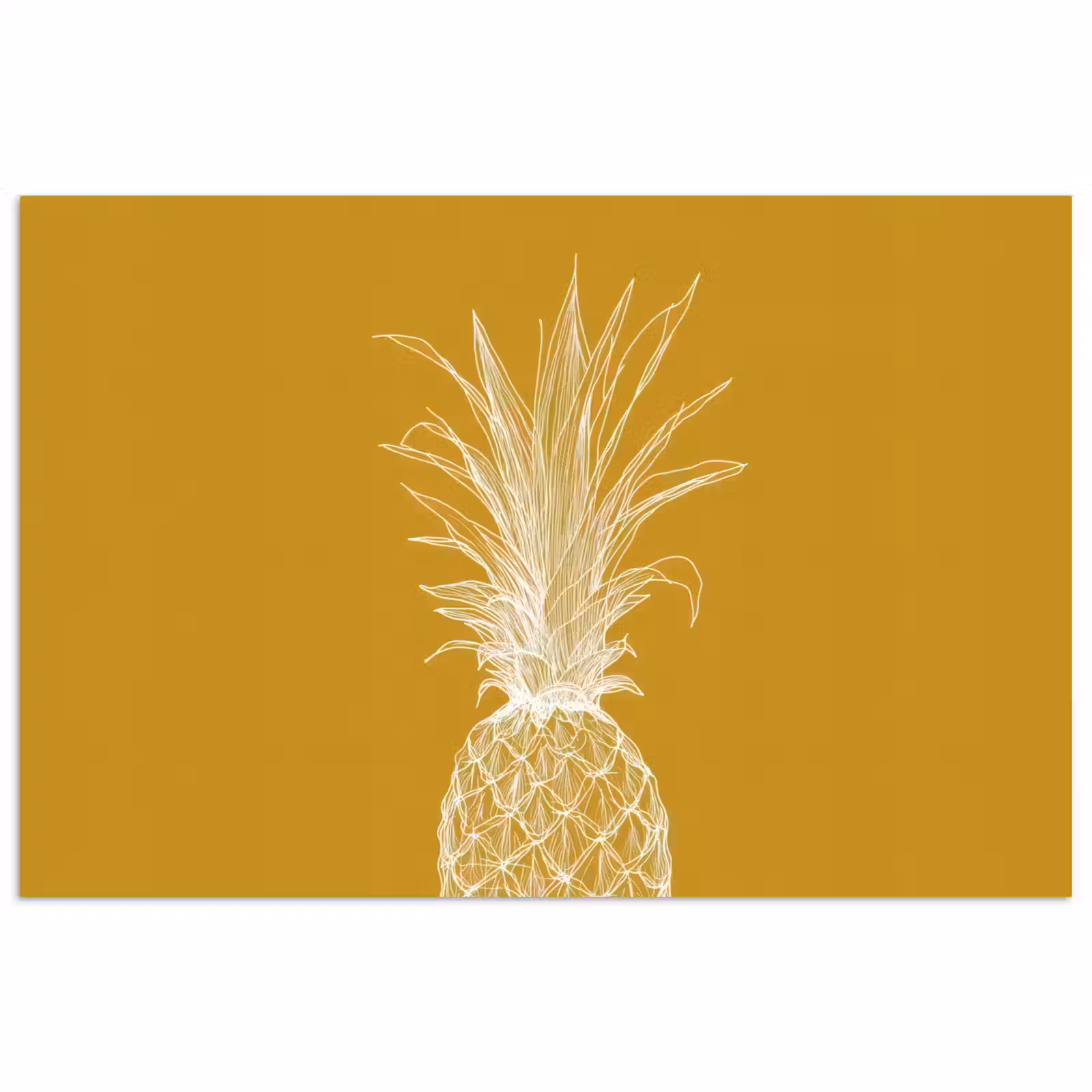 Poster – Lijnillustratie - Ananas - Bladkroon - Okergeel — 1