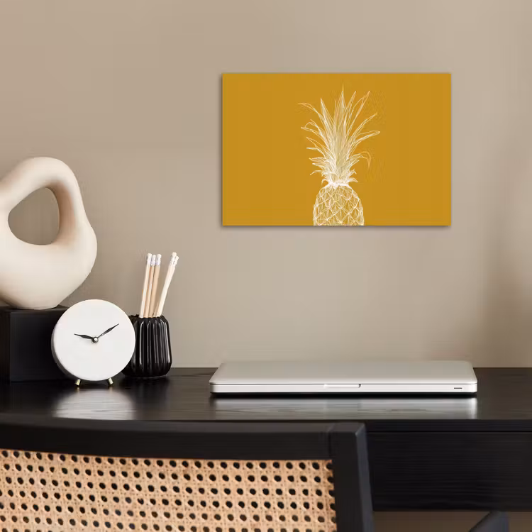 Poster – Lijnillustratie - Ananas - Bladkroon - Okergeel — 2