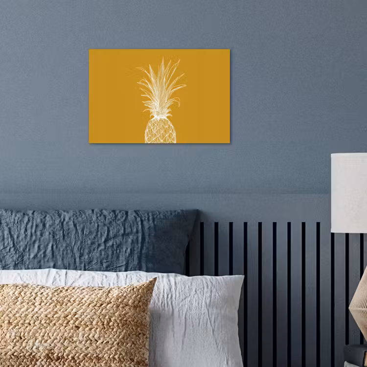Poster – Lijnillustratie - Ananas - Bladkroon - Okergeel — 3