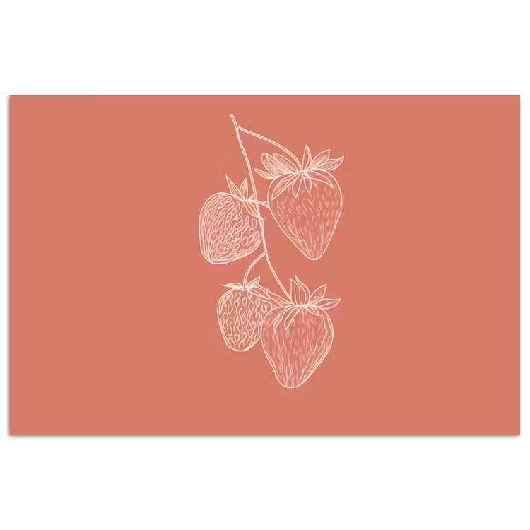 Poster – Minimalistisch - Illustratie - Aardbei - Tak — 1
