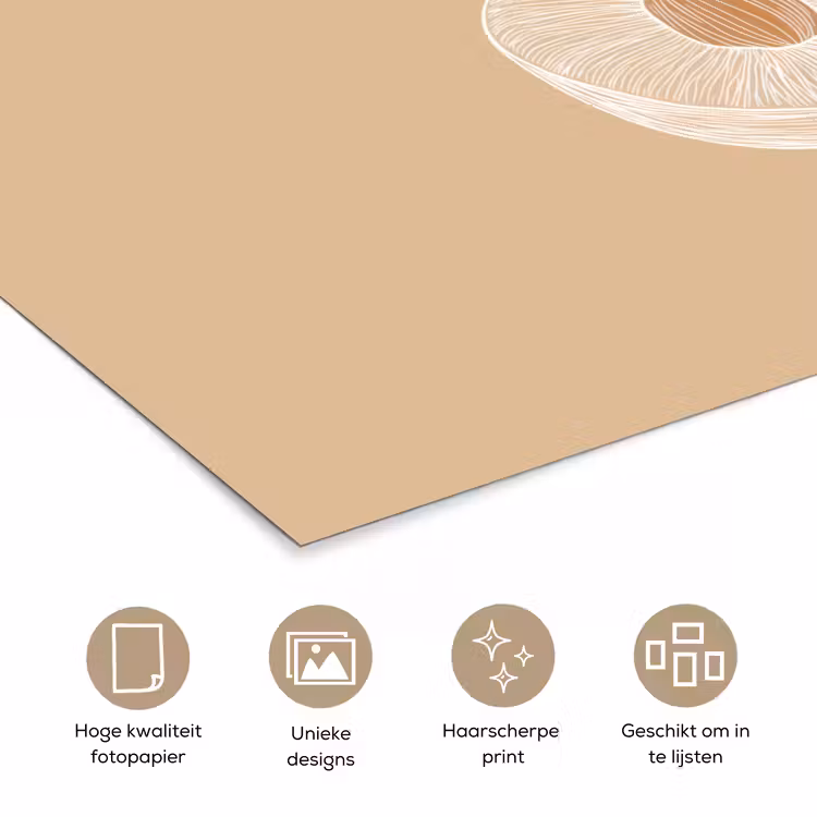 Poster – Perzik - Lijntekening - Pit - Beige — 5