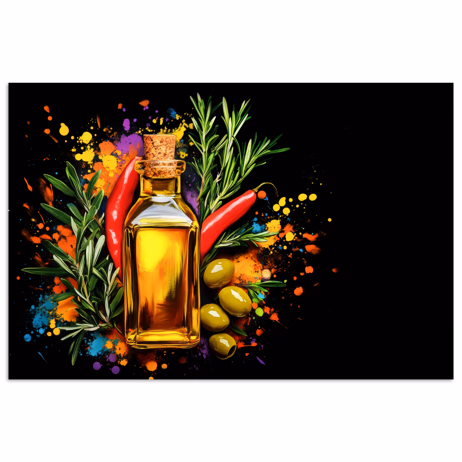 Poster – Olijfolie - Graffiti - Peper - Olijven - Modern — 1