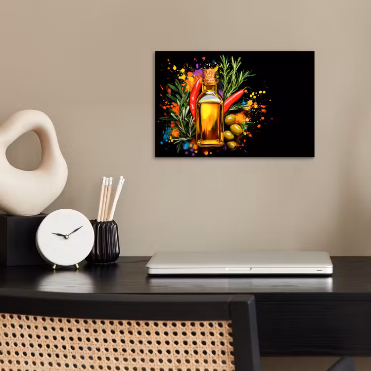 Poster – Olijfolie - Graffiti - Peper - Olijven - Modern — 2