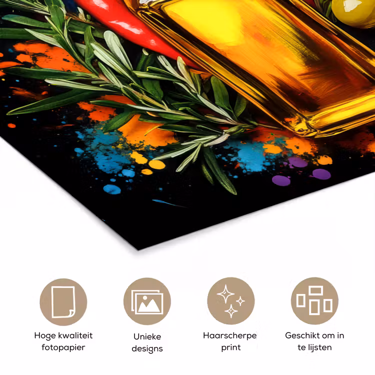 Poster – Olijfolie - Graffiti - Peper - Olijven - Modern — 5