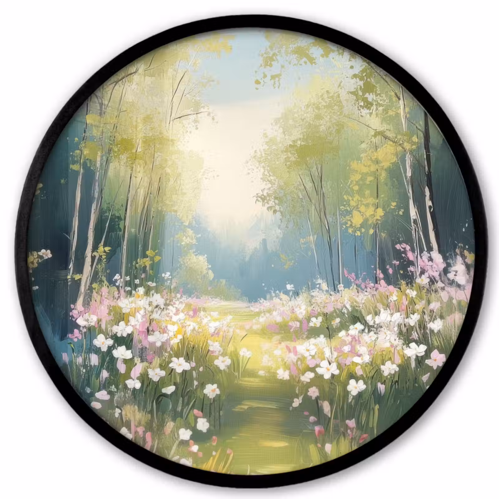 Ronde fotolijst - Bos - Schilderstijl - Kleurrijk — 1