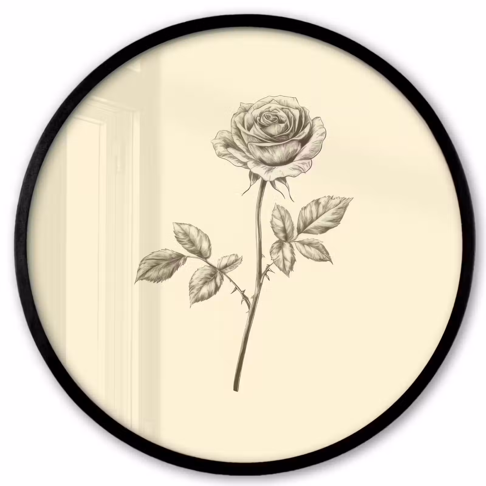 Ronde fotolijst - Illustratie - Zwart - Roos — 1