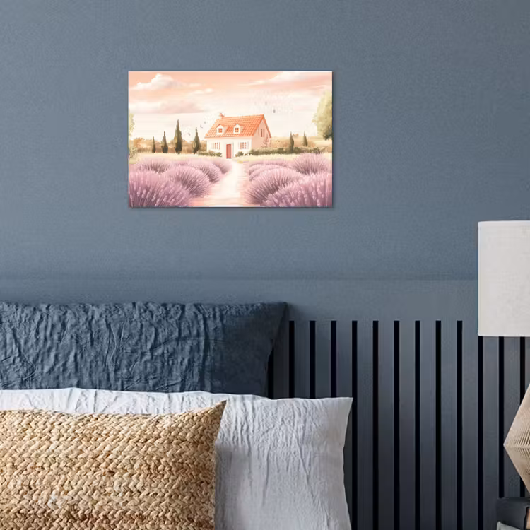Poster – Lavendelveld - Huis - Paars — 3