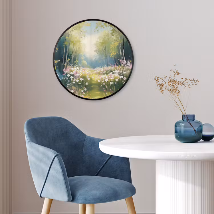 Ronde fotolijst - Bos - Schilderstijl - Kleurrijk — 4