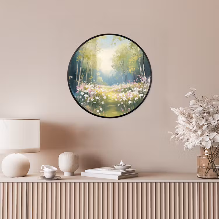 Ronde fotolijst - Bos - Schilderstijl - Kleurrijk — 5