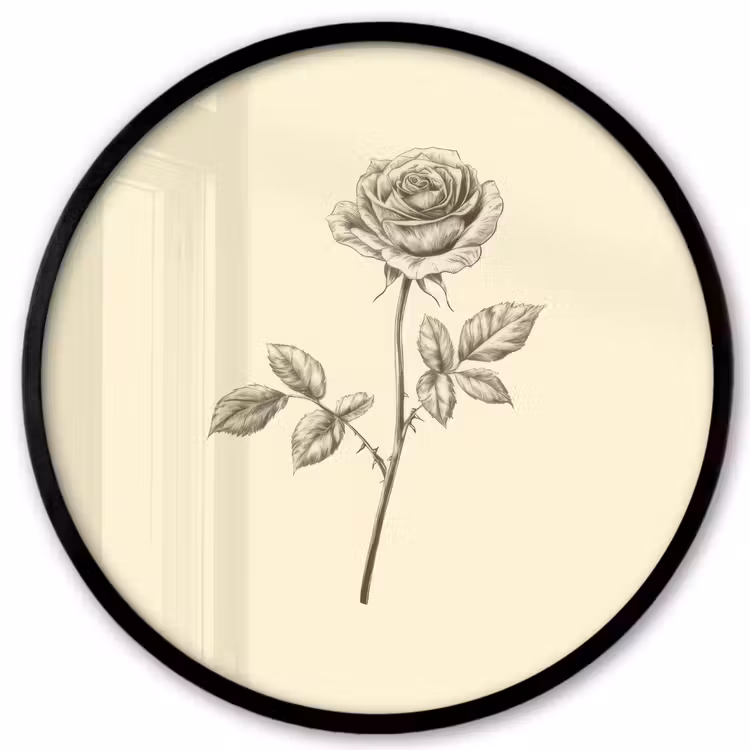 Ronde fotolijst - Illustratie - Zwart - Roos — 1