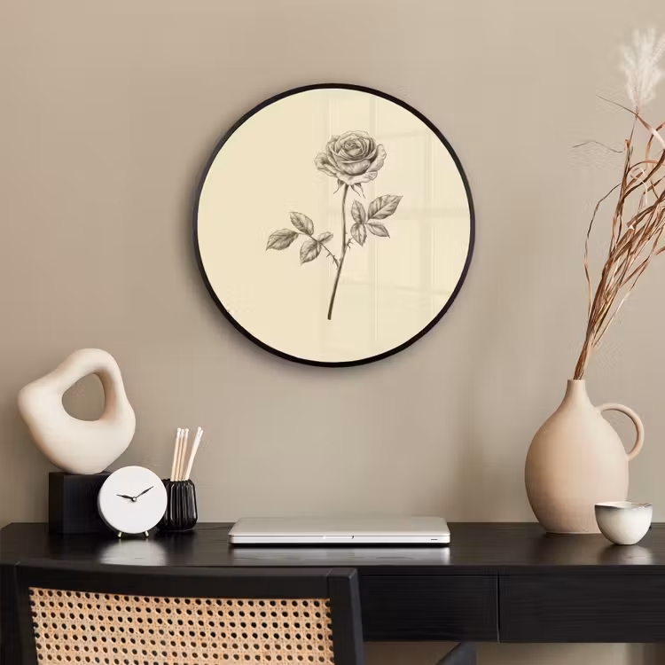 Ronde fotolijst - Illustratie - Zwart - Roos — 3