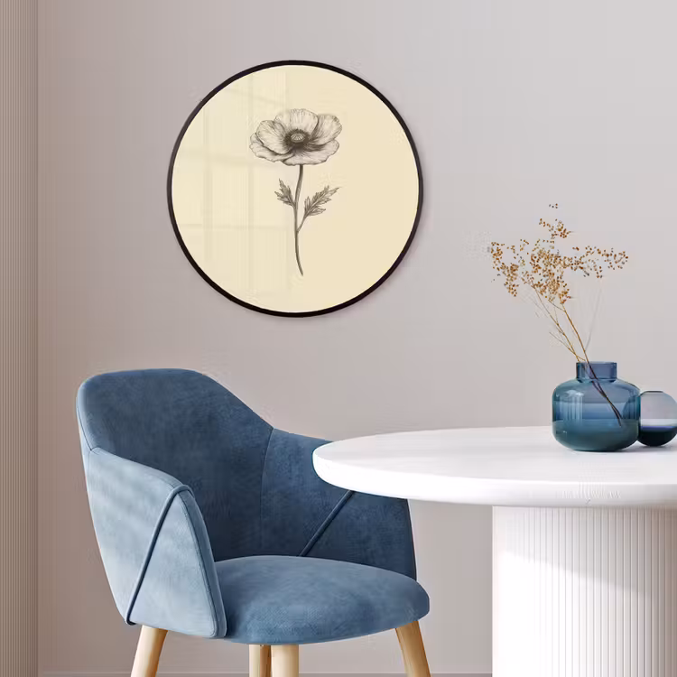 Ronde fotolijst - Klaproos - Illustratie - Zwart — 4