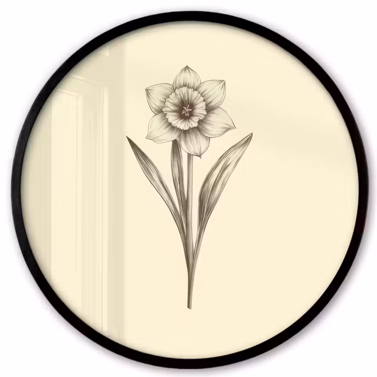 Ronde fotolijst - Zwart - Narcis - Illustratie — 1