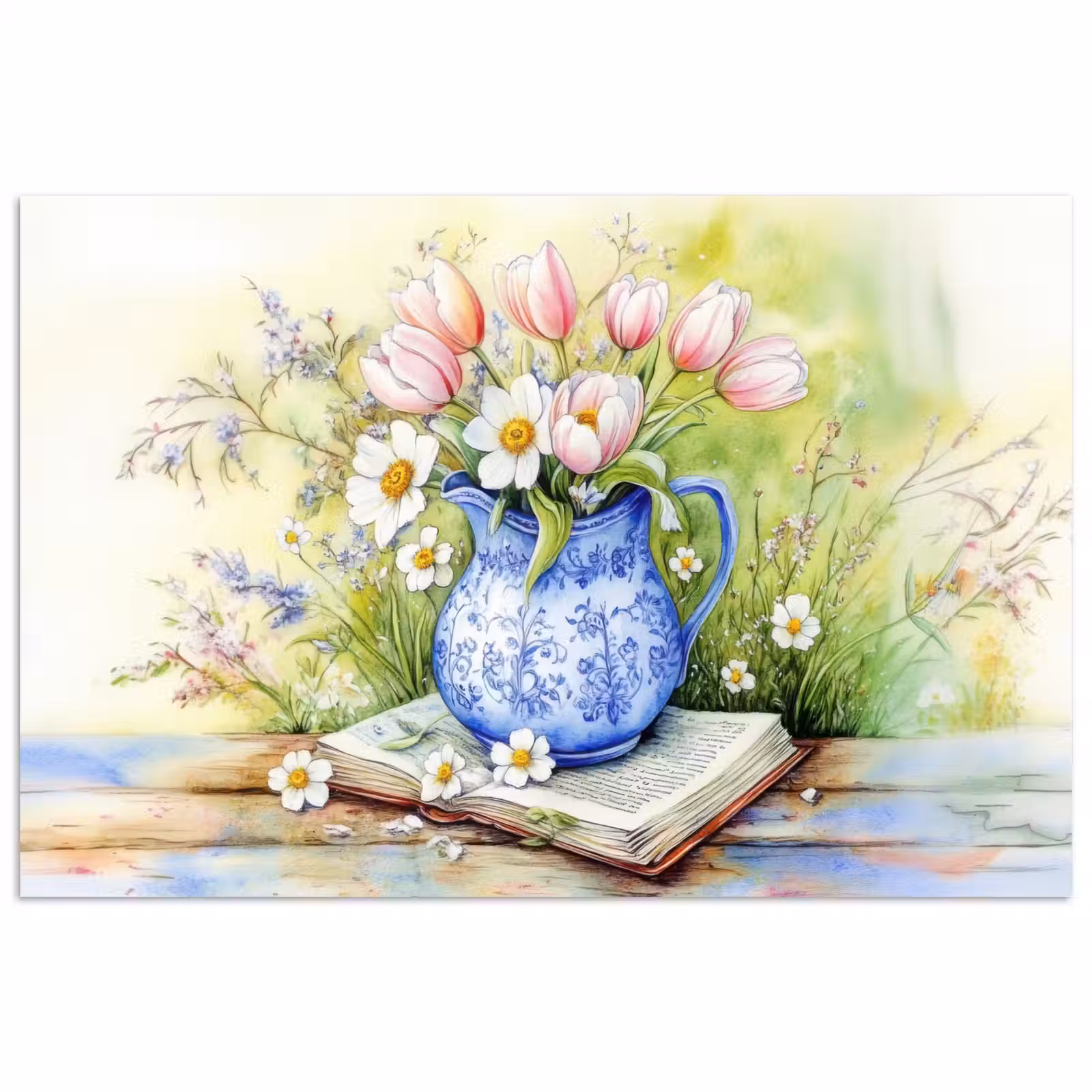 Poster – Vaas - Delftsblauw - Madeliefjes — 1