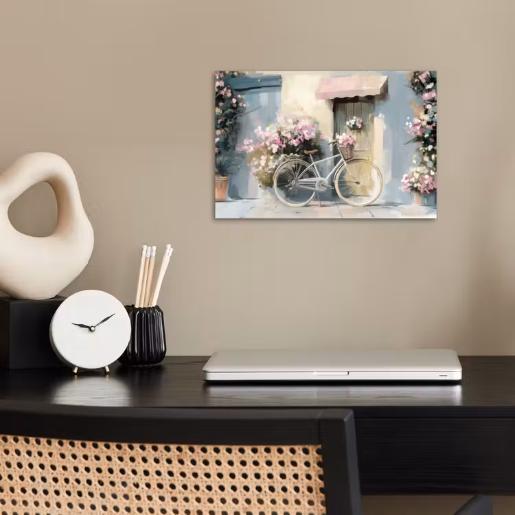 Poster – Fiets - Pastelkleuren - Bloemen — 2