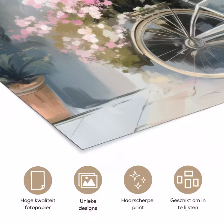 Poster – Fiets - Pastelkleuren - Bloemen — 5