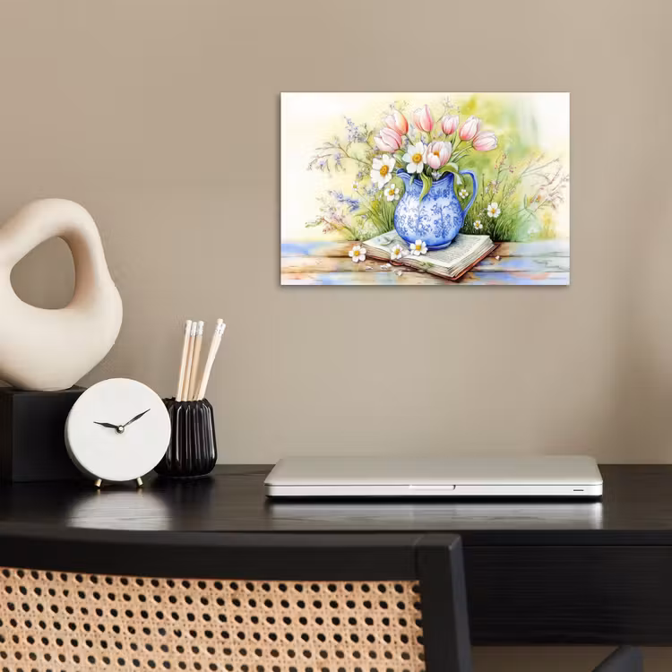 Poster – Vaas - Delftsblauw - Madeliefjes — 2