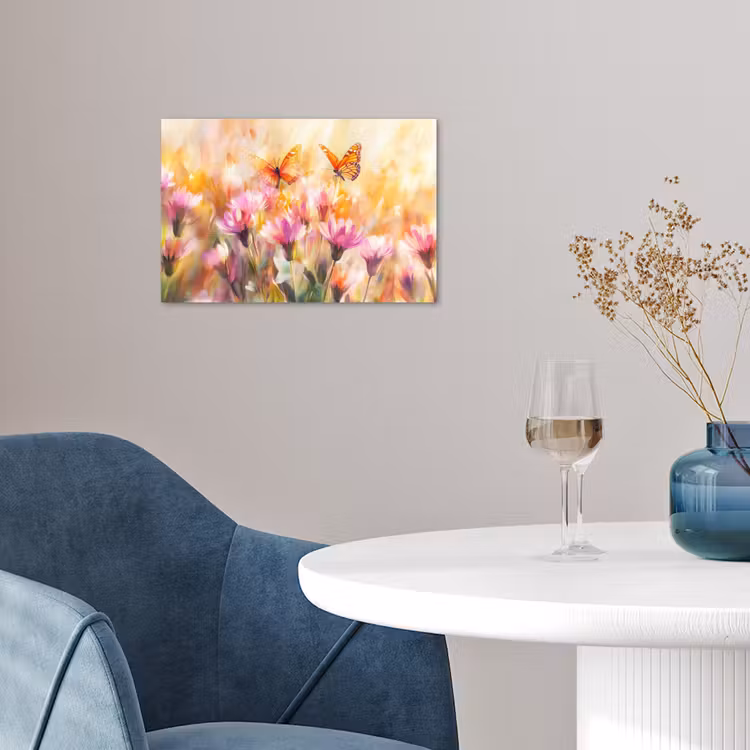 Poster – Vlinders - Oranje - Bloemen — 4