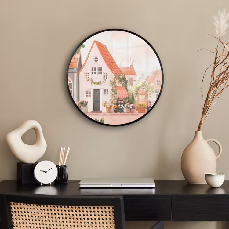 Ronde fotolijst - Bloemen - Huizen - Dorp — 3