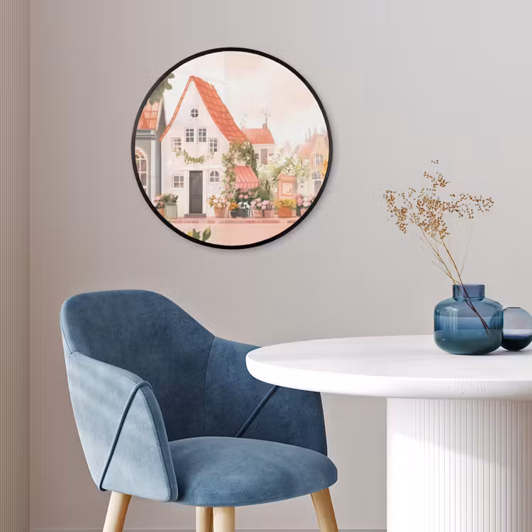 Ronde fotolijst - Bloemen - Huizen - Dorp — 4