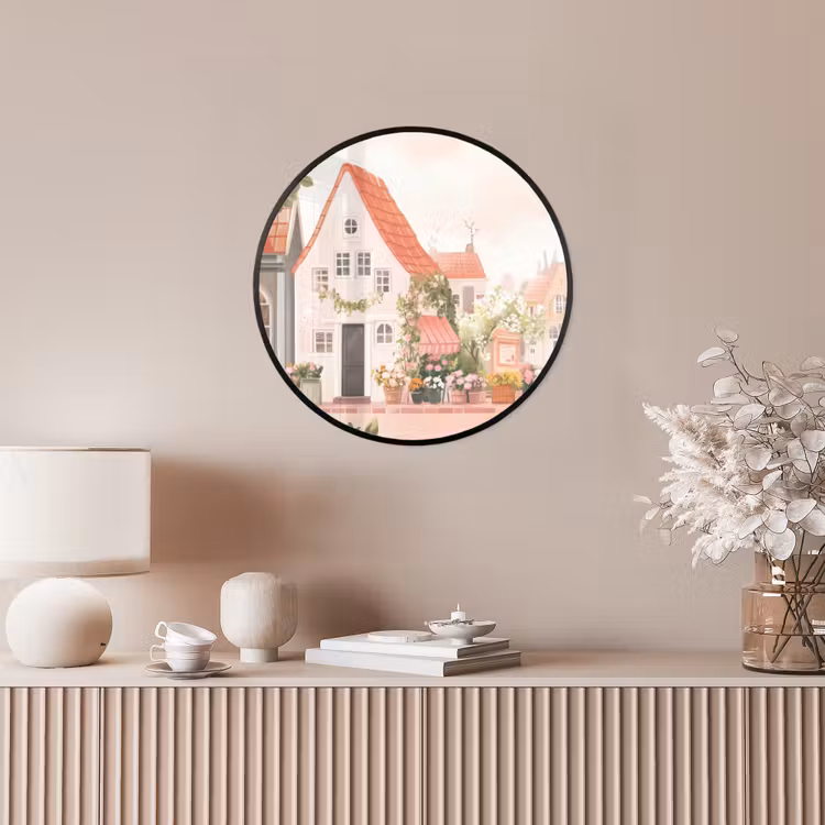 Ronde fotolijst - Bloemen - Huizen - Dorp — 5