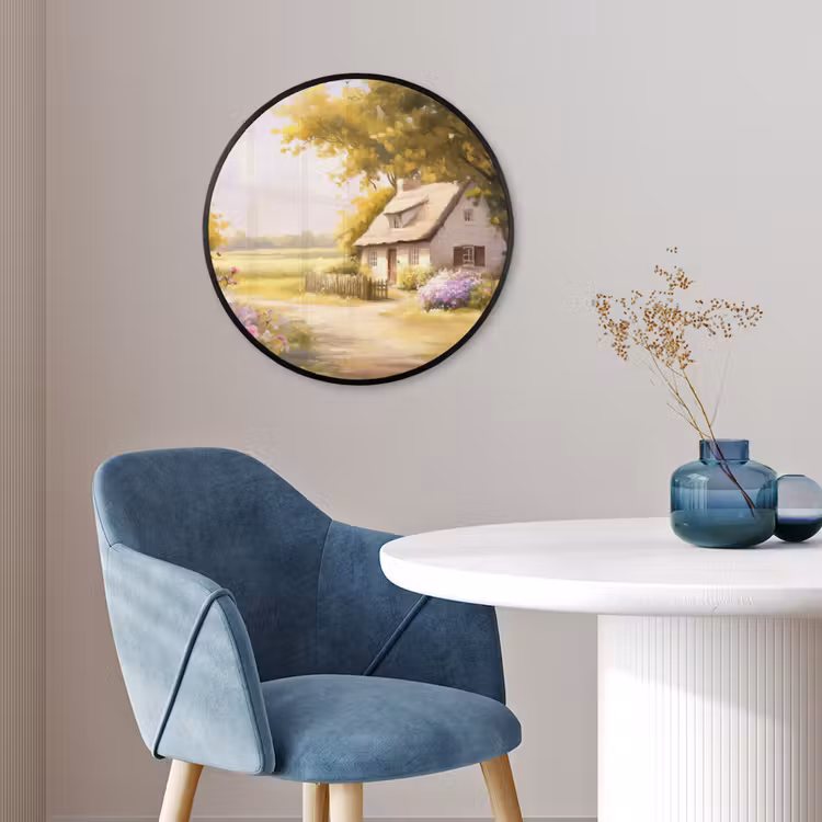 Ronde fotolijst - Huisje - Hout - Bloemen — 4