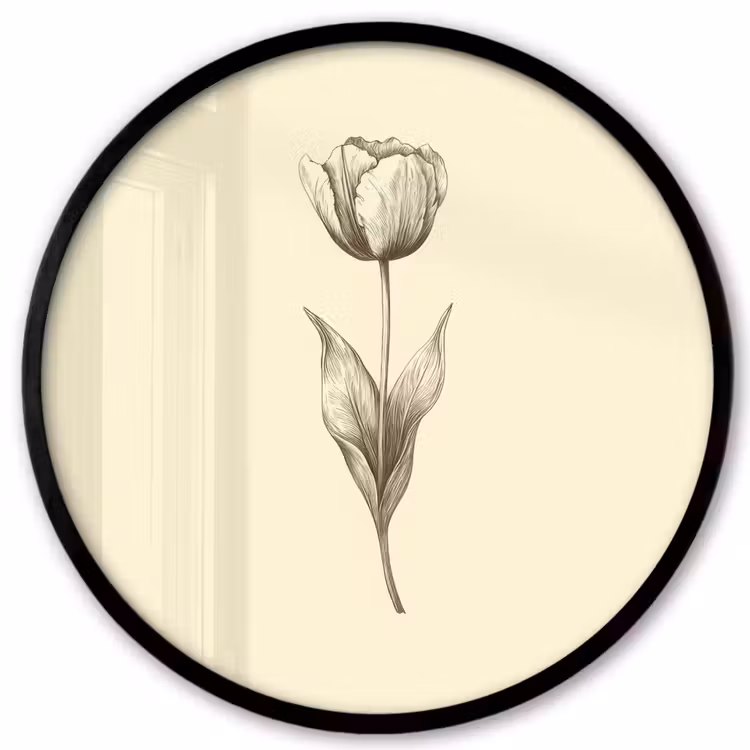 Ronde fotolijst - Illustratie - Tulp - Zwart — 1