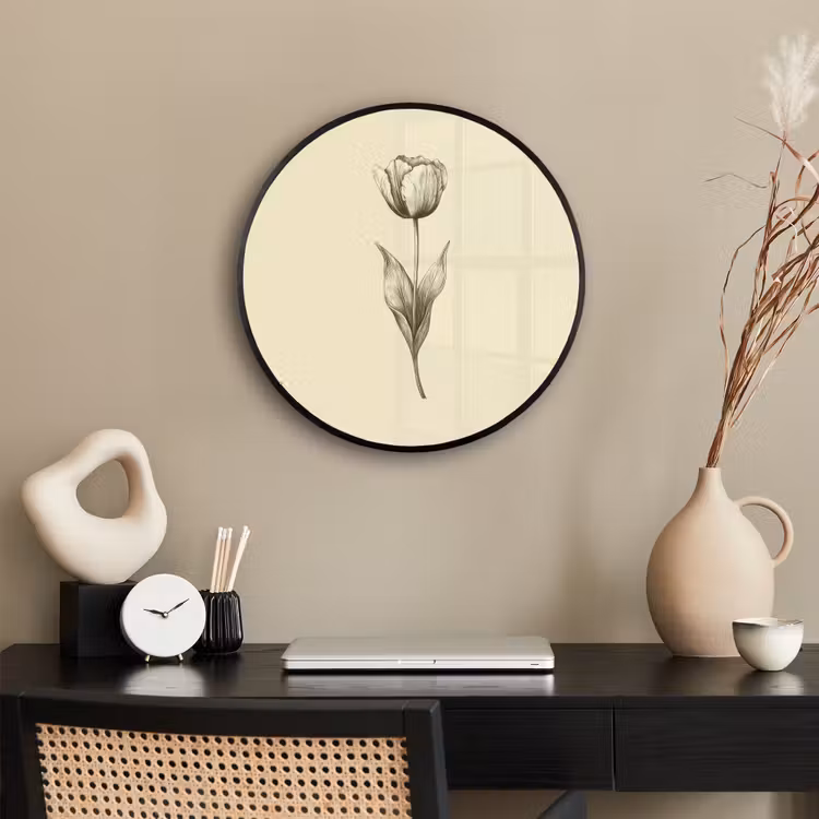 Ronde fotolijst - Illustratie - Tulp - Zwart — 3