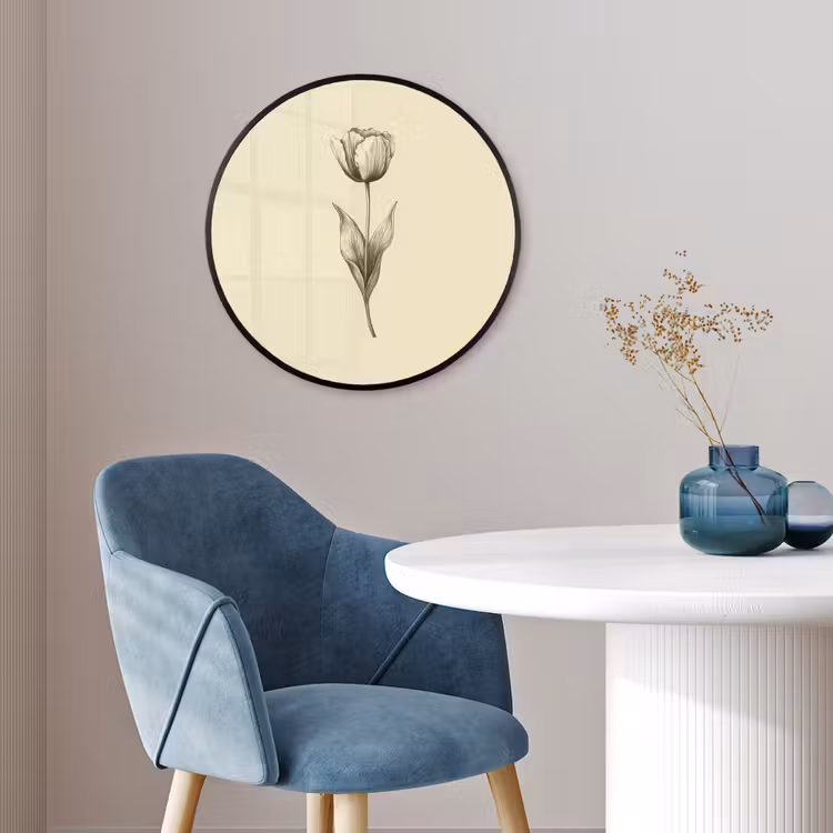 Ronde fotolijst - Illustratie - Tulp - Zwart — 4