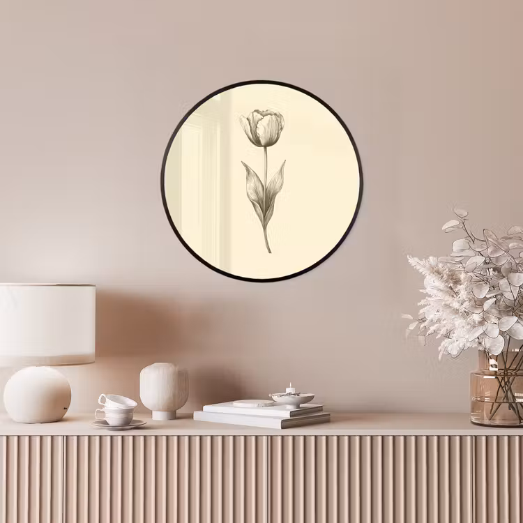 Ronde fotolijst - Illustratie - Tulp - Zwart — 5
