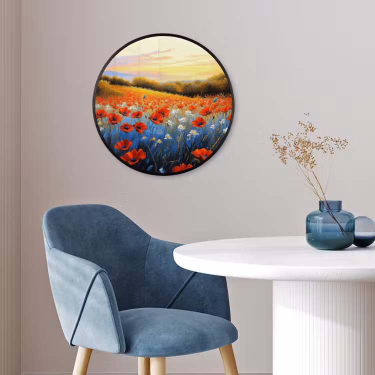 Ronde fotolijst - Klaproos - Bloemenveld - Kleurrijk — 4
