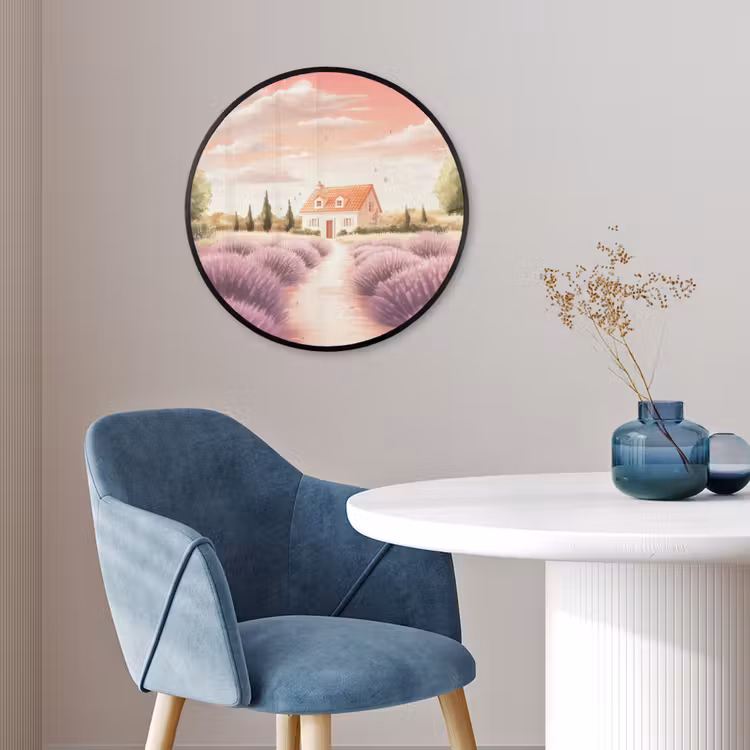 Ronde fotolijst - Lavendelveld - Huis - Paars — 4