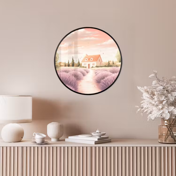 Ronde fotolijst - Lavendelveld - Huis - Paars — 5