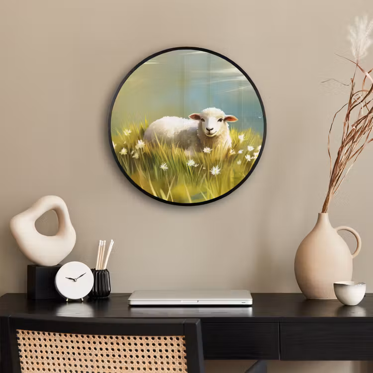Ronde fotolijst - Schaap - Weide - Groen — 3