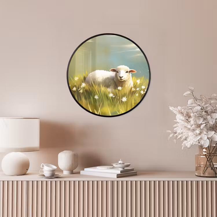 Ronde fotolijst - Schaap - Weide - Groen — 5