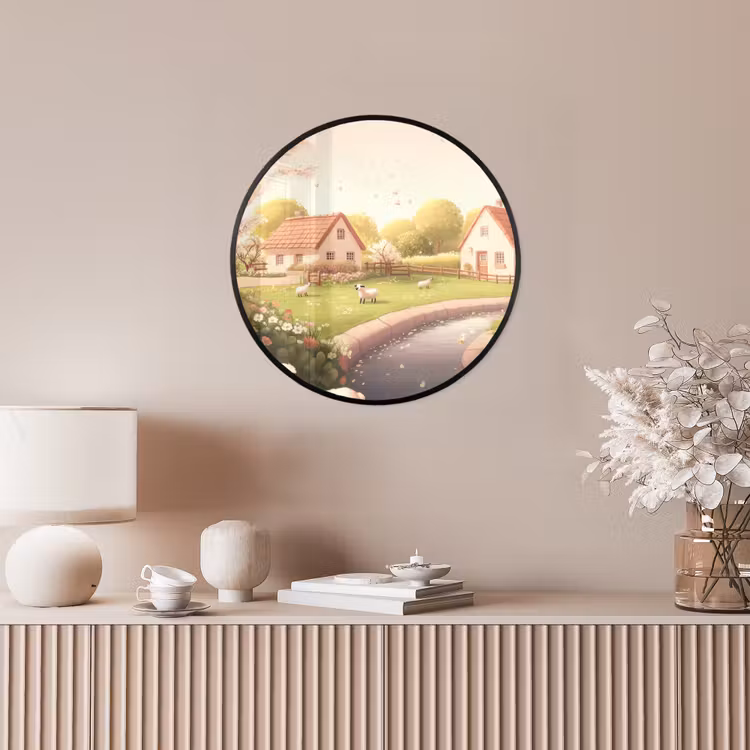 Ronde fotolijst - Schapen - Huisje - Platteland — 5
