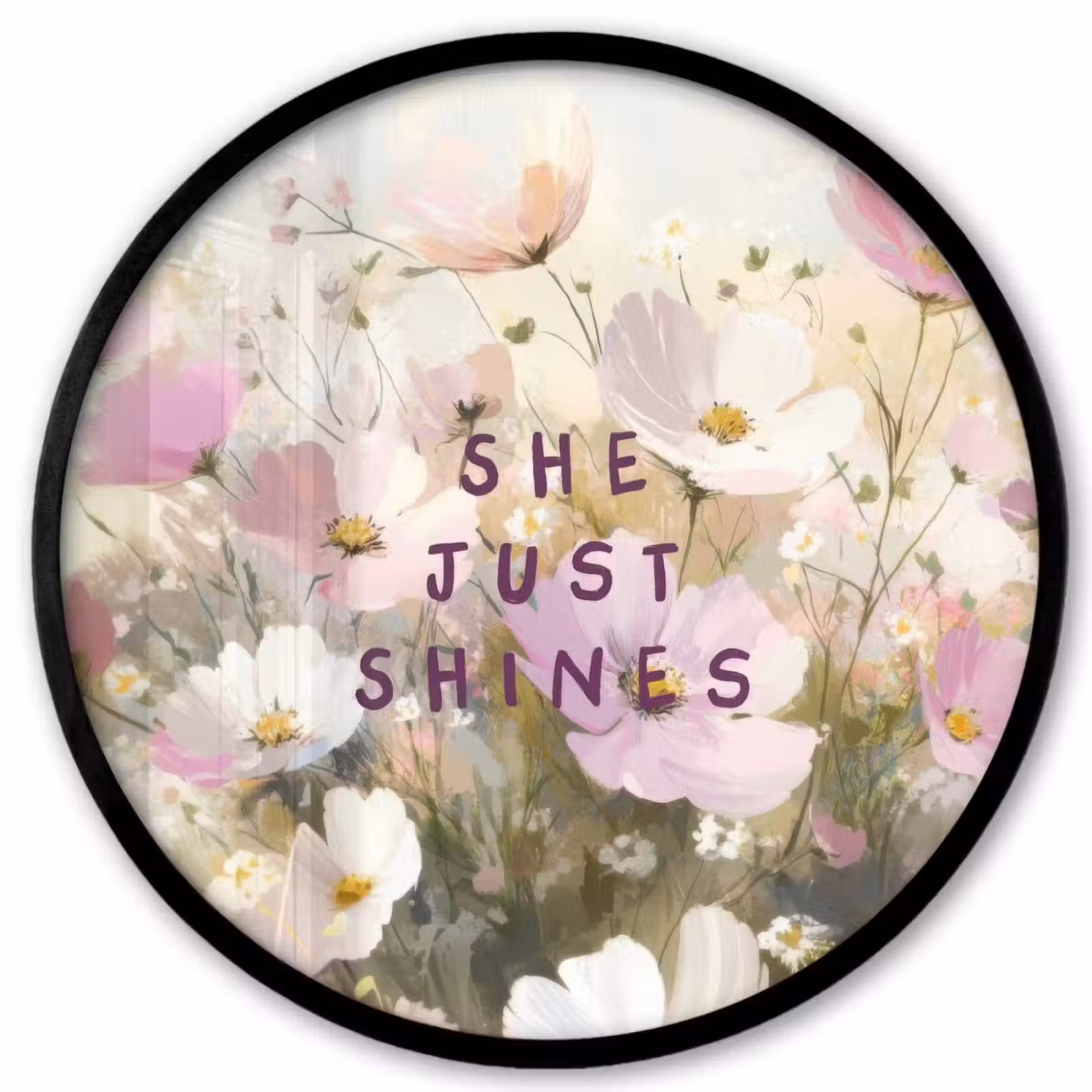 Ronde fotolijst - Quote - Bloemen - Schilderachtig — 1