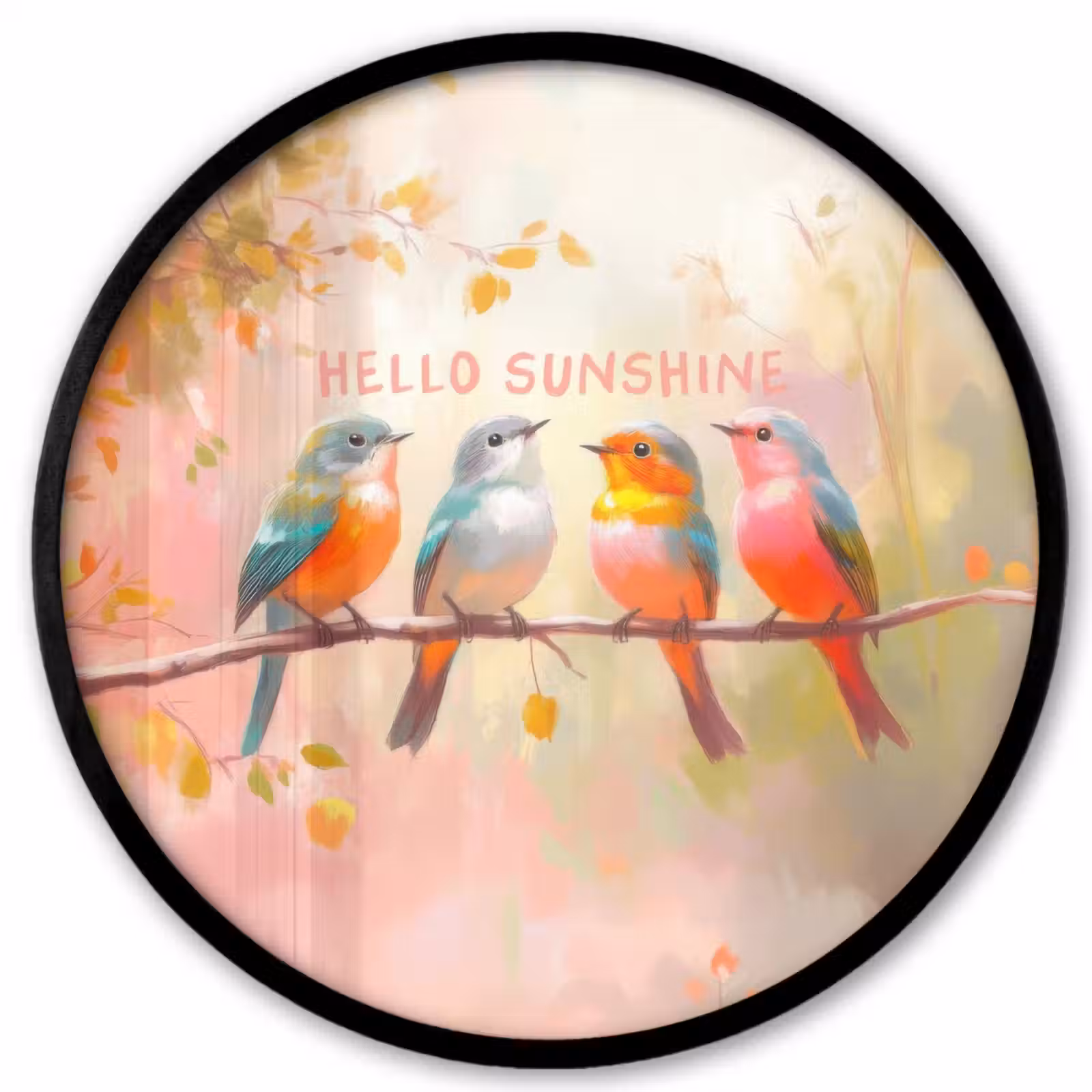 Ronde fotolijst - Vogels - Tak - Quote - Roze — 1