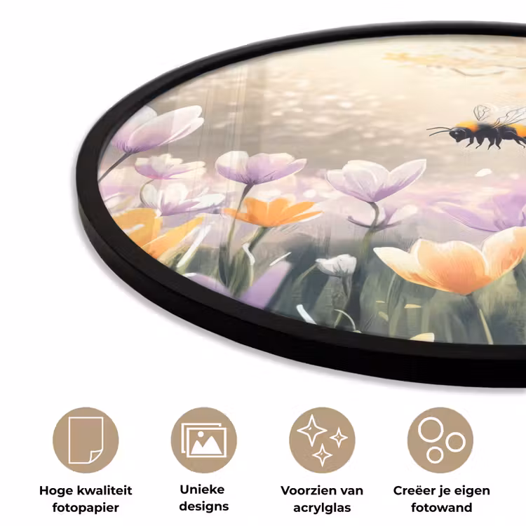 Ronde fotolijst - Viooltjes - bij - Zonlicht — 2
